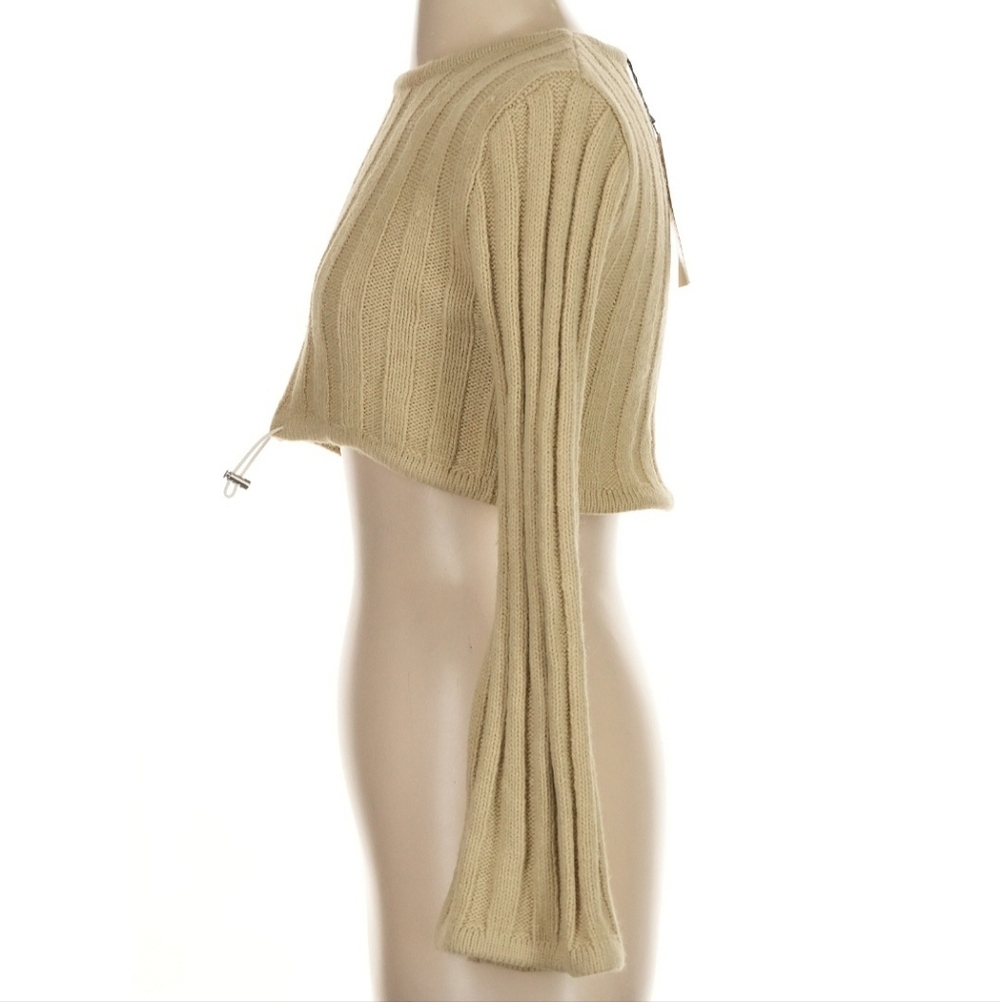 NWT ZARA Tan Cropped Ribbed Knit Sweater - Picture 3 of 6